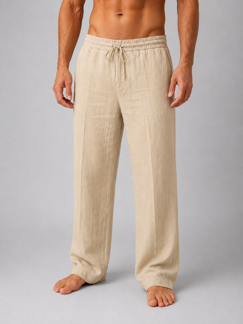 Men’s Linen Look Trousers - Relaxed Summer Fit