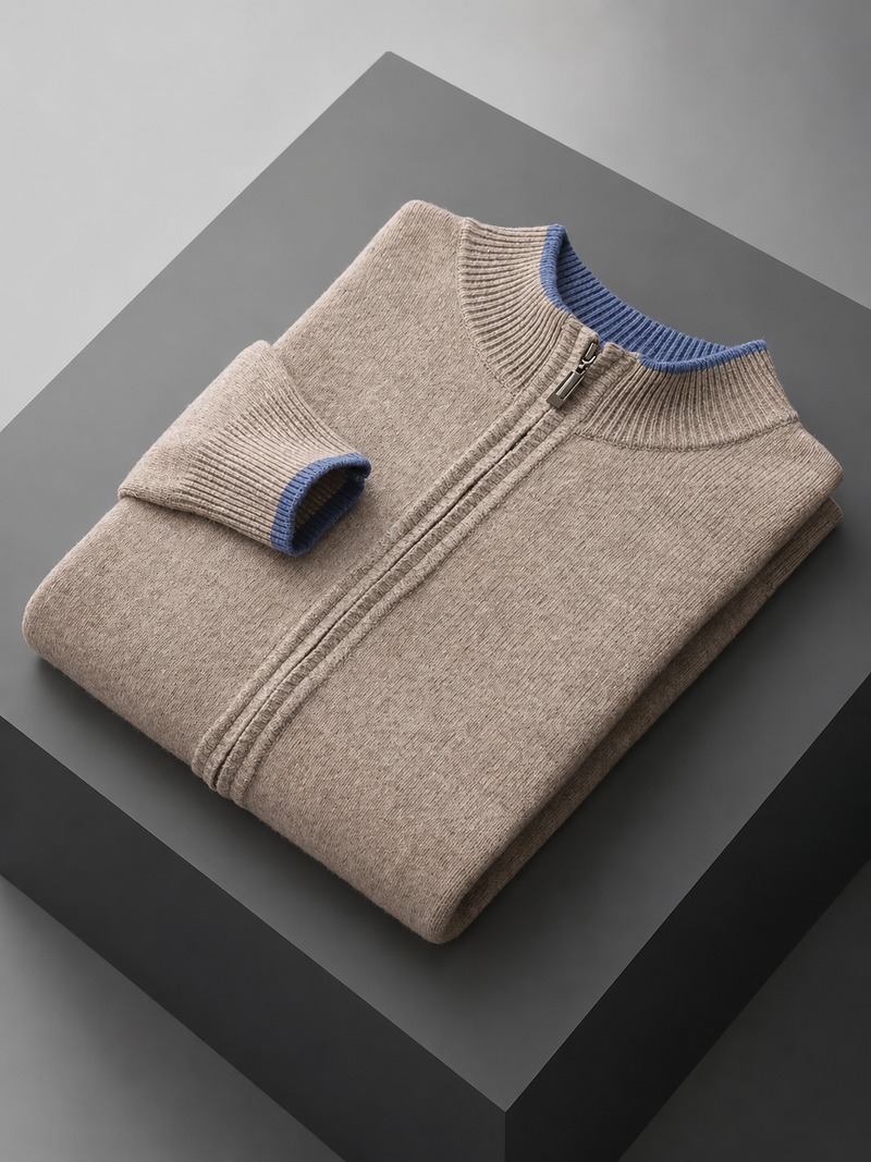 Men's Merino Wool Zip-Up Lounge Set - Soft Knit Relaxed Fit Co-Ord