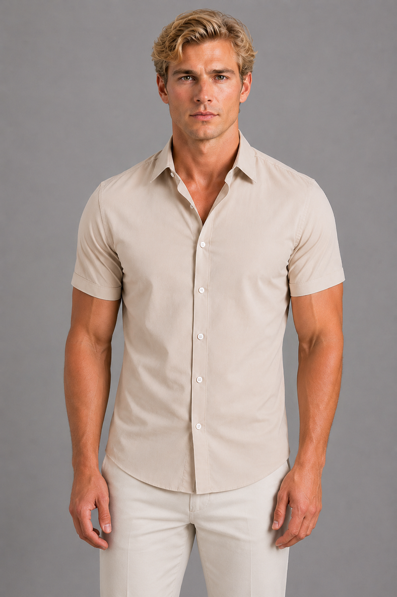 Men's Slim Fit Short Sleeve Shirt - Smart Casual Summer Style