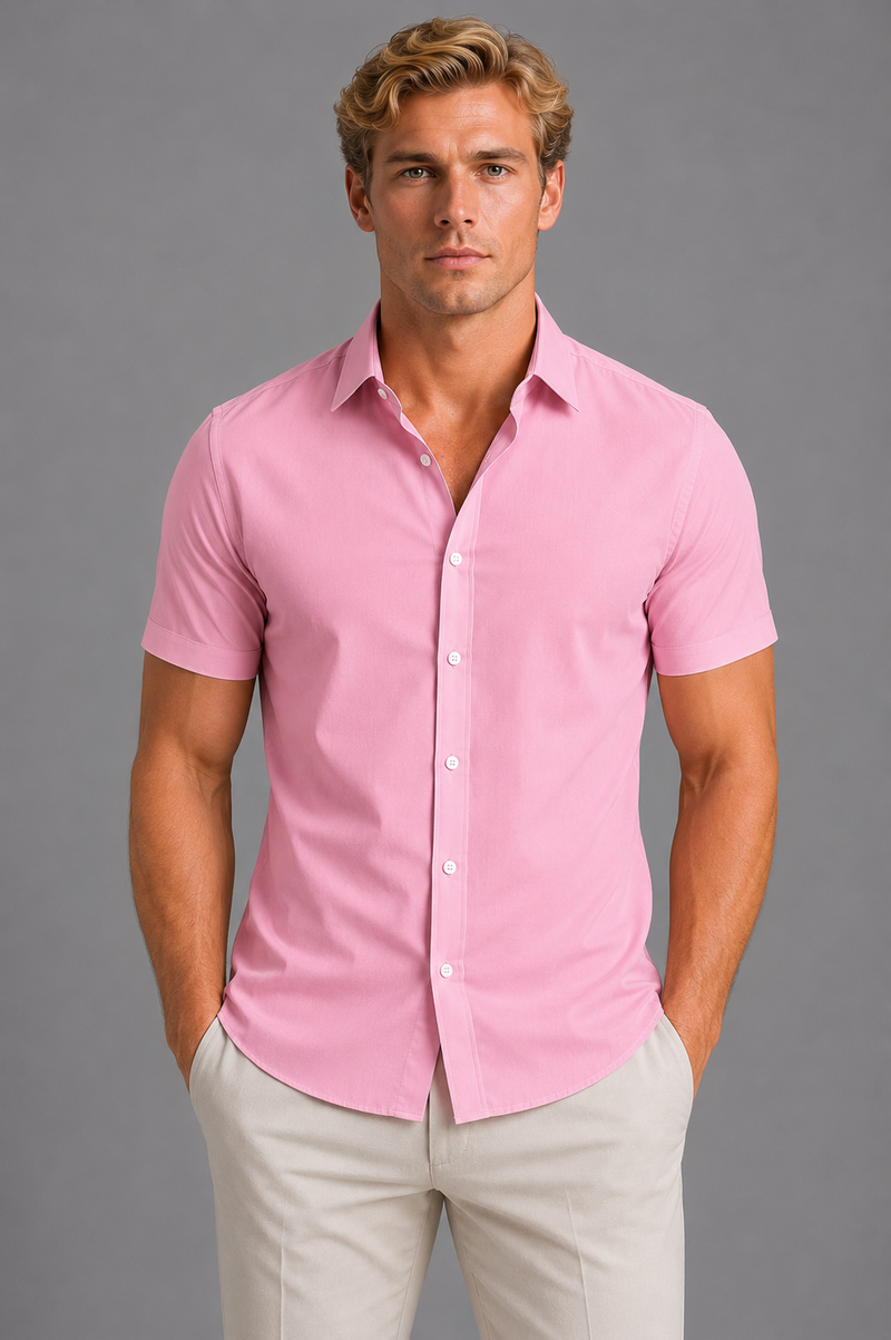 Men's Slim Fit Short Sleeve Shirt - Smart Casual Summer Style
