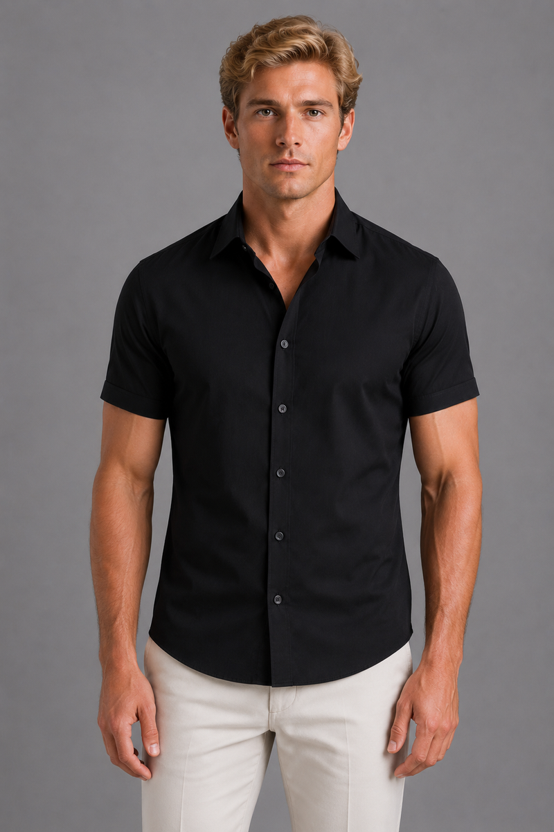 Men's Slim Fit Short Sleeve Shirt - Smart Casual Summer Style