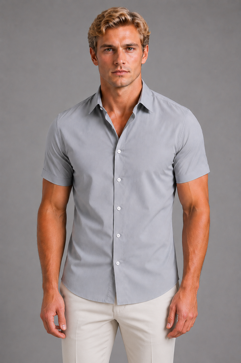 Men's Slim Fit Short Sleeve Shirt - Smart Casual Summer Style