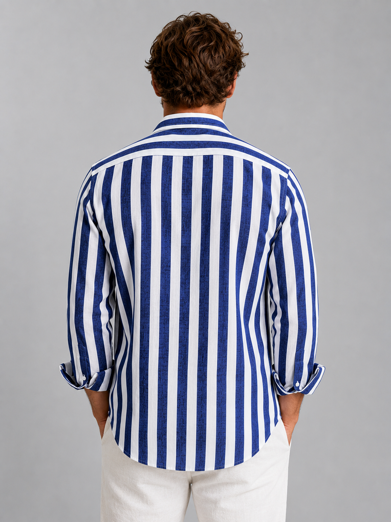 Men’s Striped Linen Look Shirt - Relaxed Summer Button-Up Style