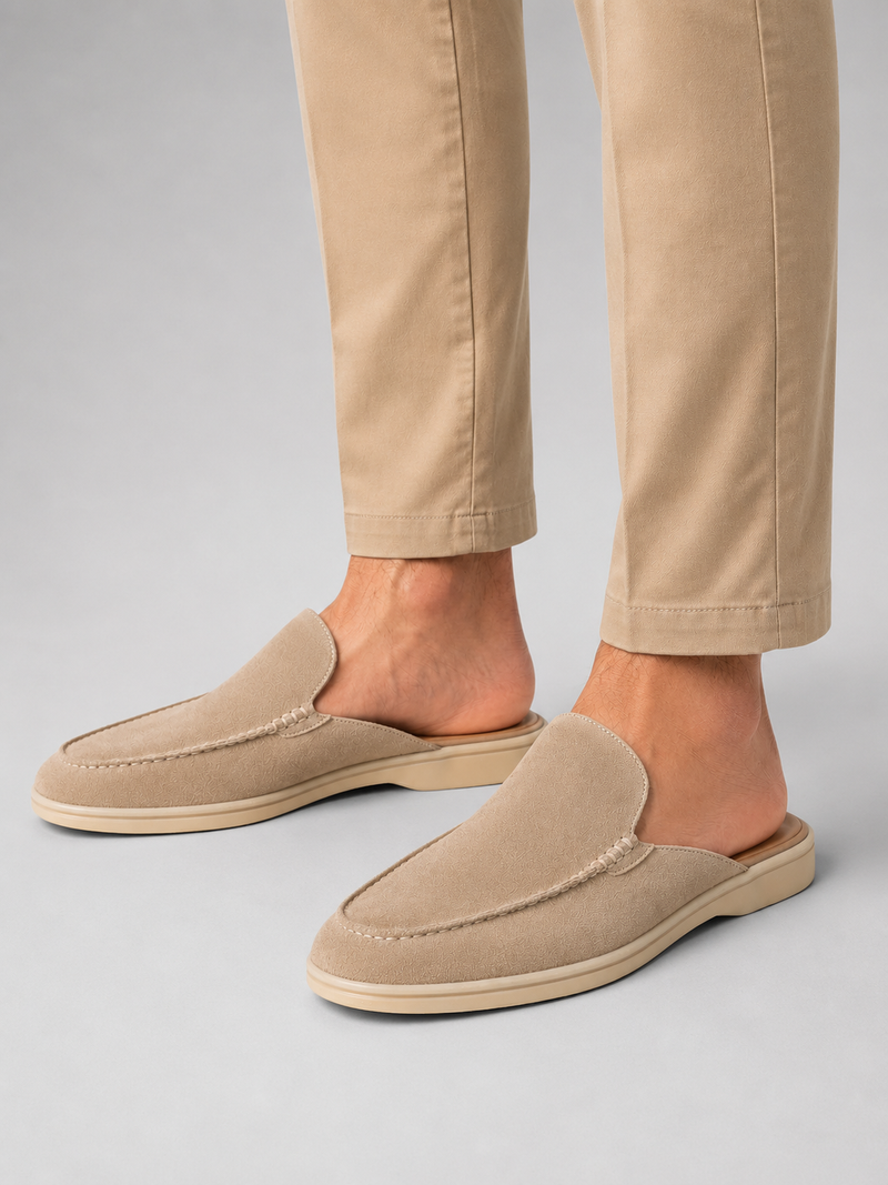 Men's Suede Mule Slip-On Loafers - Smart Casual Comfort