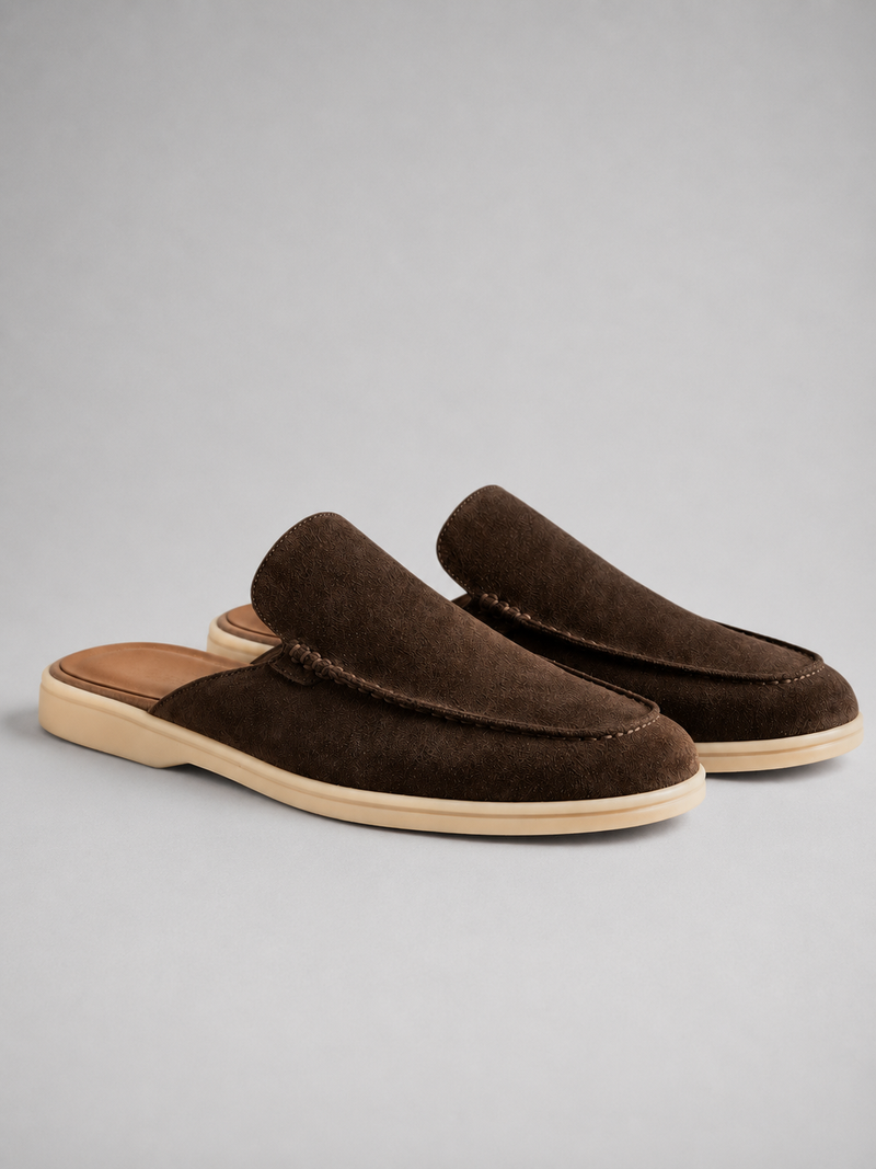 Men's Suede Mule Slip-On Loafers - Smart Casual Comfort