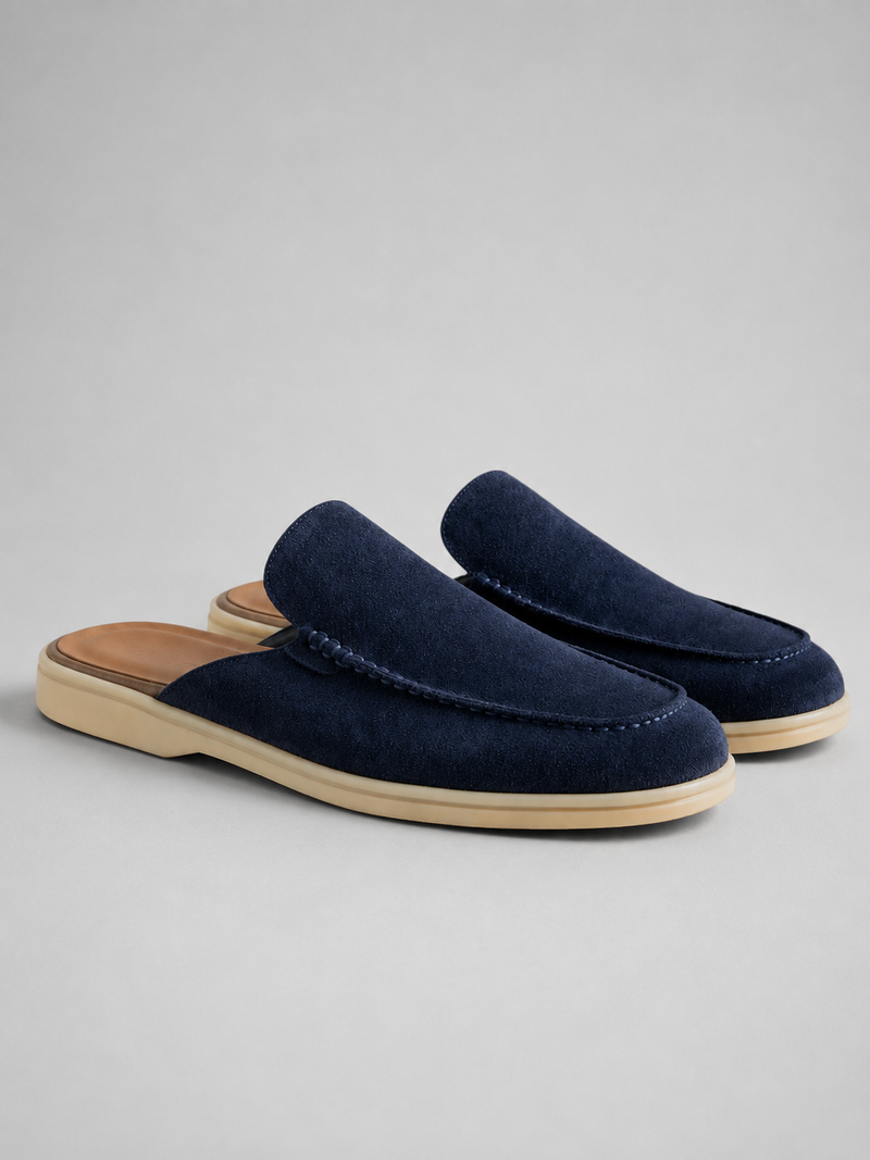 Men's Suede Mule Slip-On Loafers - Smart Casual Comfort