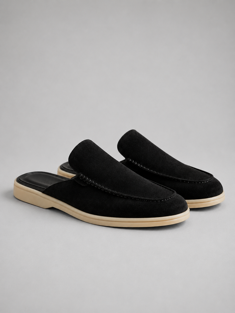 Men's Suede Mule Slip-On Loafers - Smart Casual Comfort