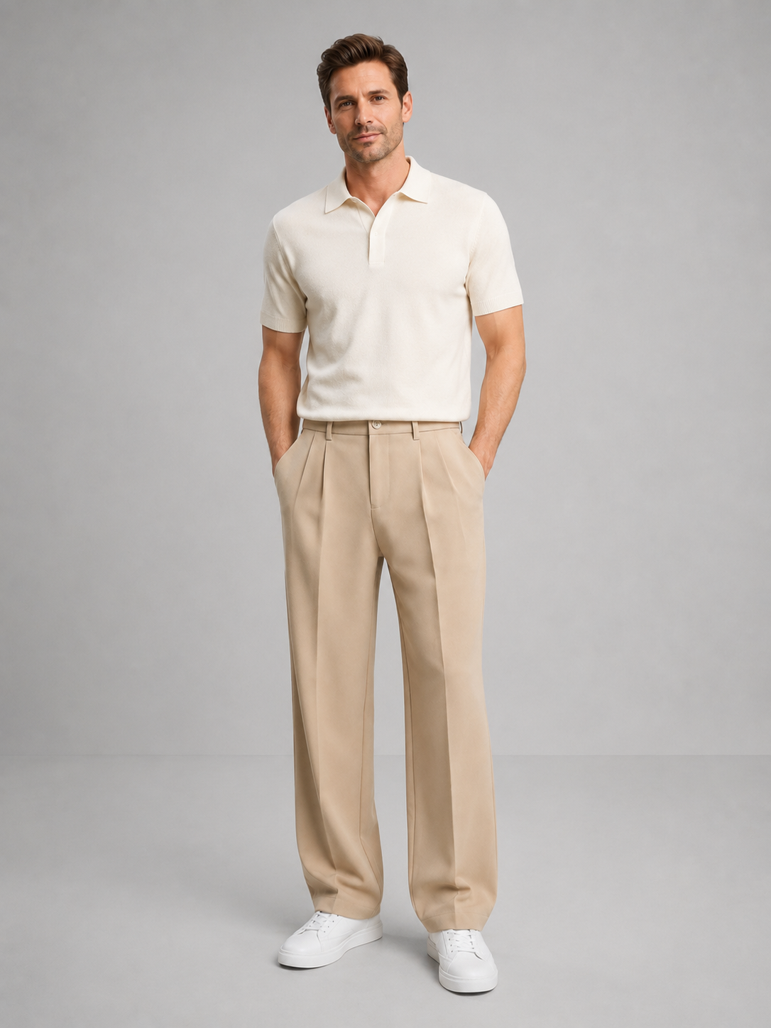 Men's Tailored Straight Leg Trousers – Smart Casual Fit