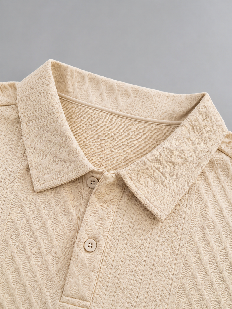 Men's Textured Polo Shirt & Shorts Set - Summer Holiday Co-Ord