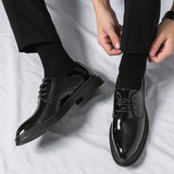 Men’s Black Patent Leather Derby Shoes – Formal Lace-Up Evening Dress Shoes