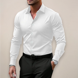 Men's Notched Collar Button-Up Shirt – Classic Smart Casual Long Sleeve