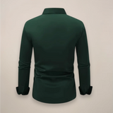 Men's Notched Collar Button-Up Shirt – Classic Smart Casual Long Sleeve