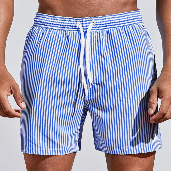 Men’s Striped Swim Shorts - Quick-Dry Fit