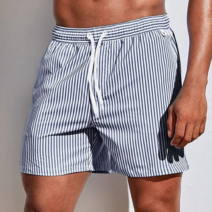 Men’s Striped Swim Shorts - Quick-Dry Fit