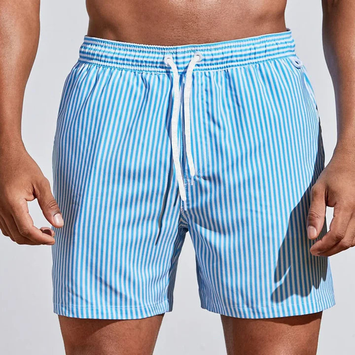 Men’s Striped Swim Shorts - Quick-Dry Fit