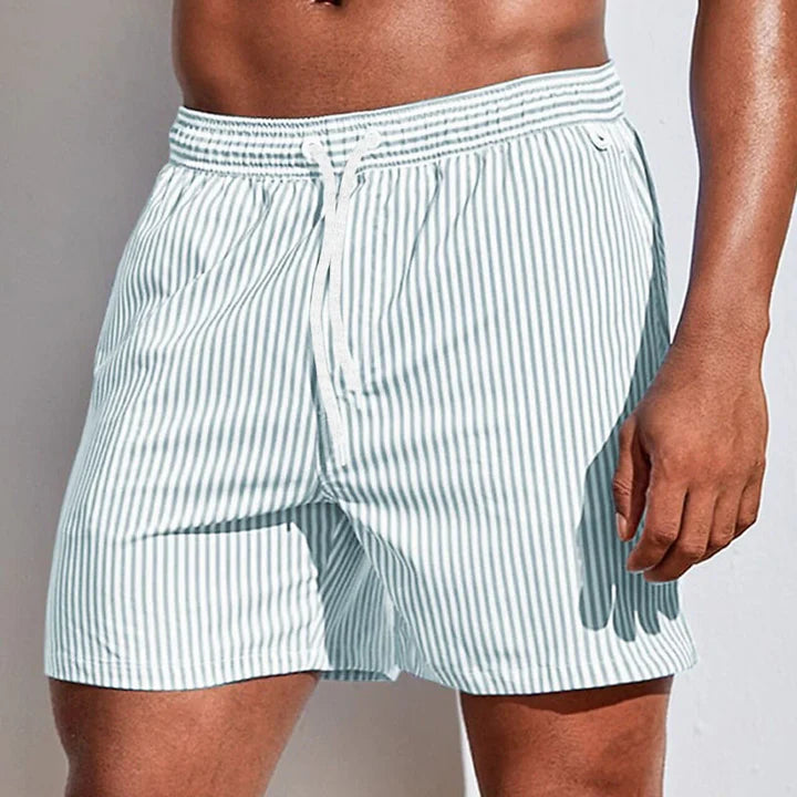 Men’s Striped Swim Shorts - Quick-Dry Fit