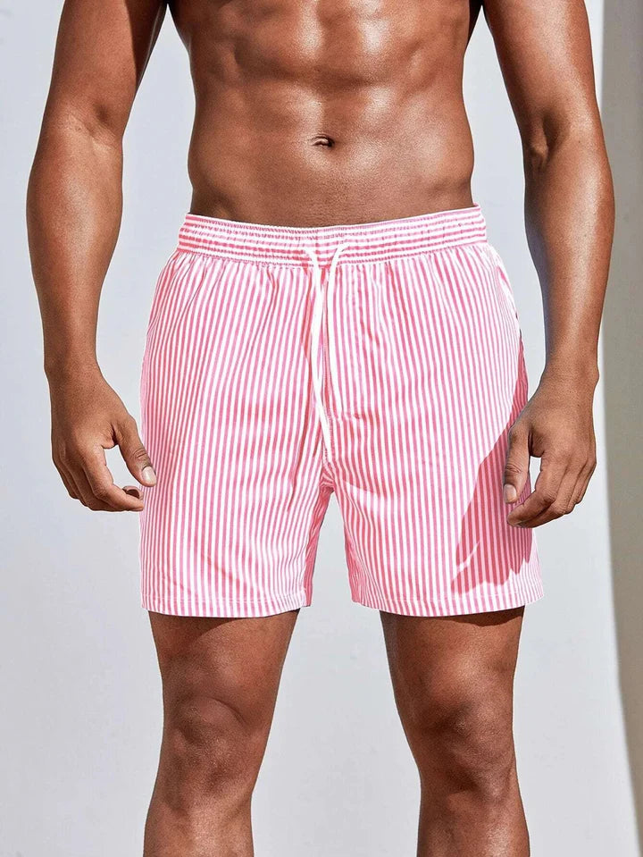 Men’s Striped Swim Shorts - Quick-Dry Fit