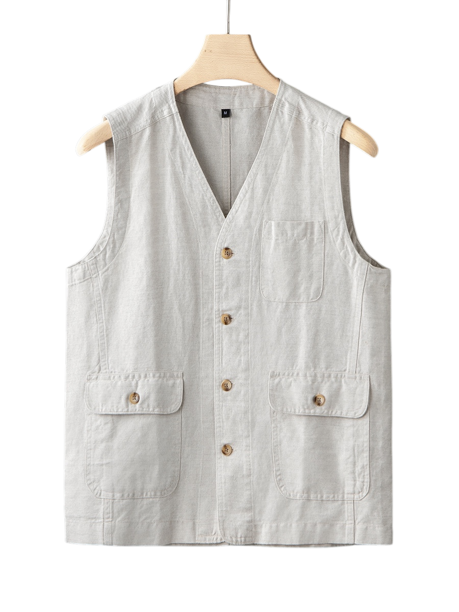 Élan Indigo Linen Vest