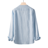 Minimal V-Neck Linen Shirt