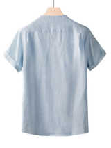 Minimal V-Neck Short-Sleeved Linen Shirt
