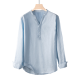 Minimal V-Neck Linen Shirt