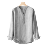 Minimal V-Neck Linen Shirt