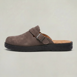 Men's PU Leather Mule Clogs  -  Buckle Strap Slip On Casual Flat Shoes
