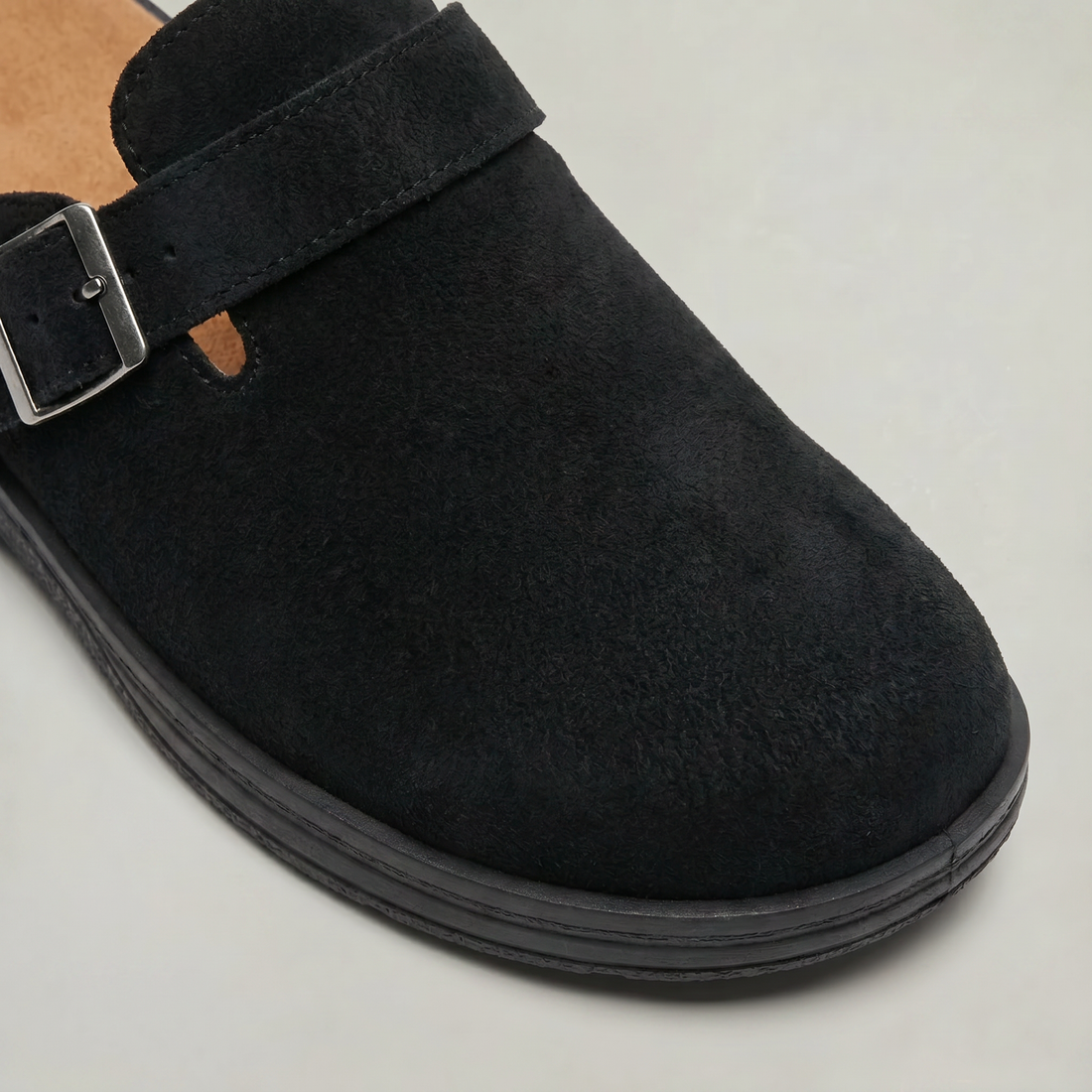 Men's PU Leather Mule Clogs  -  Buckle Strap Slip On Casual Flat Shoes