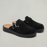 Men's PU Leather Mule Clogs  -  Buckle Strap Slip On Casual Flat Shoes
