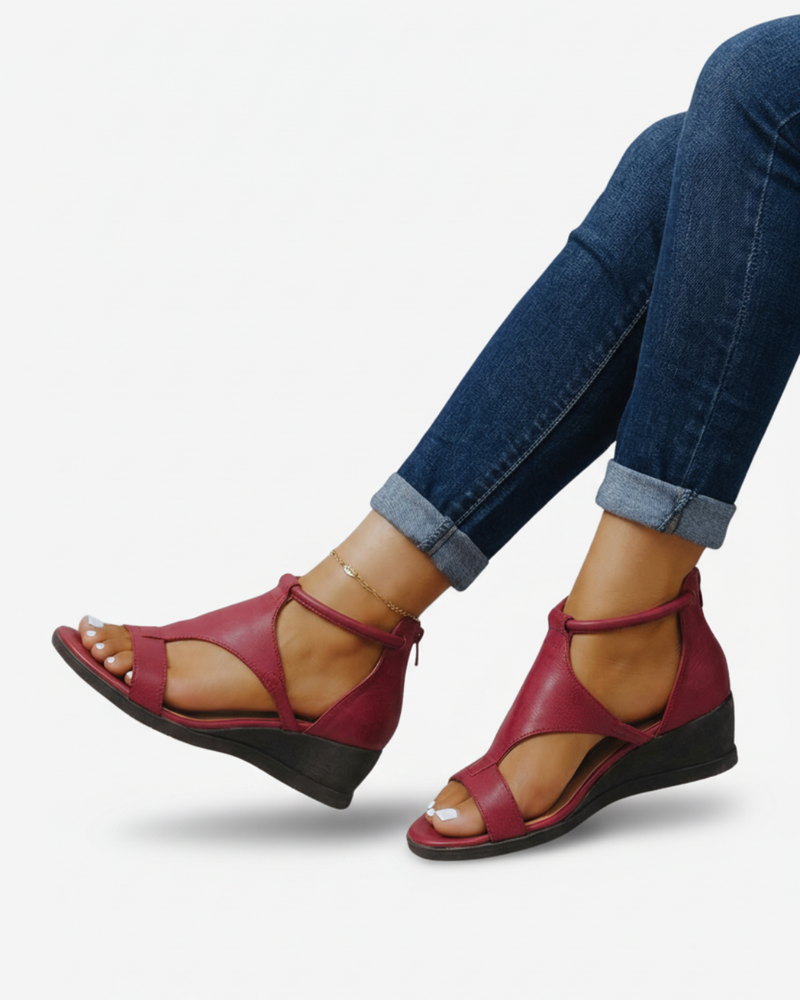 Women’s Wedge Sandals - Modern Leather Look
