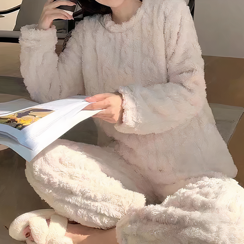 Warm Fleece Pajama Set for Women