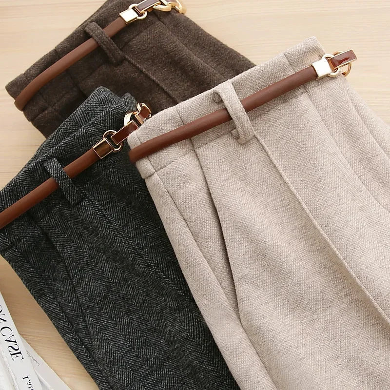 Aveline Wool Straight-Leg Trousers