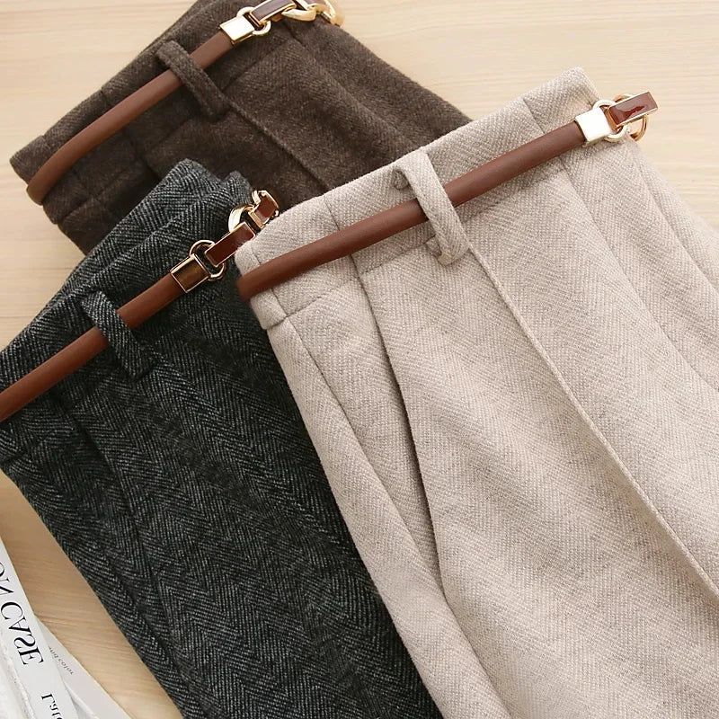 Aveline Wool Straight-Leg Trousers