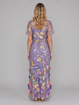 Women's 3D Floral Embroidered Tulle Maxi Dress – Elegant Occasion Gown