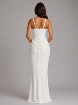 Women’s Bodycon Draped Corset Maxi Dress – Sculpted Silhouette