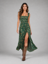 Women’s Boho Floral Side Slit Maxi Dress – Flowing Silhouette