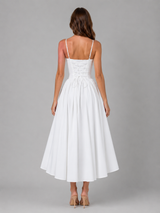 Women's Corset Full Skirt Midi Dress – Wedding Guest Occasion