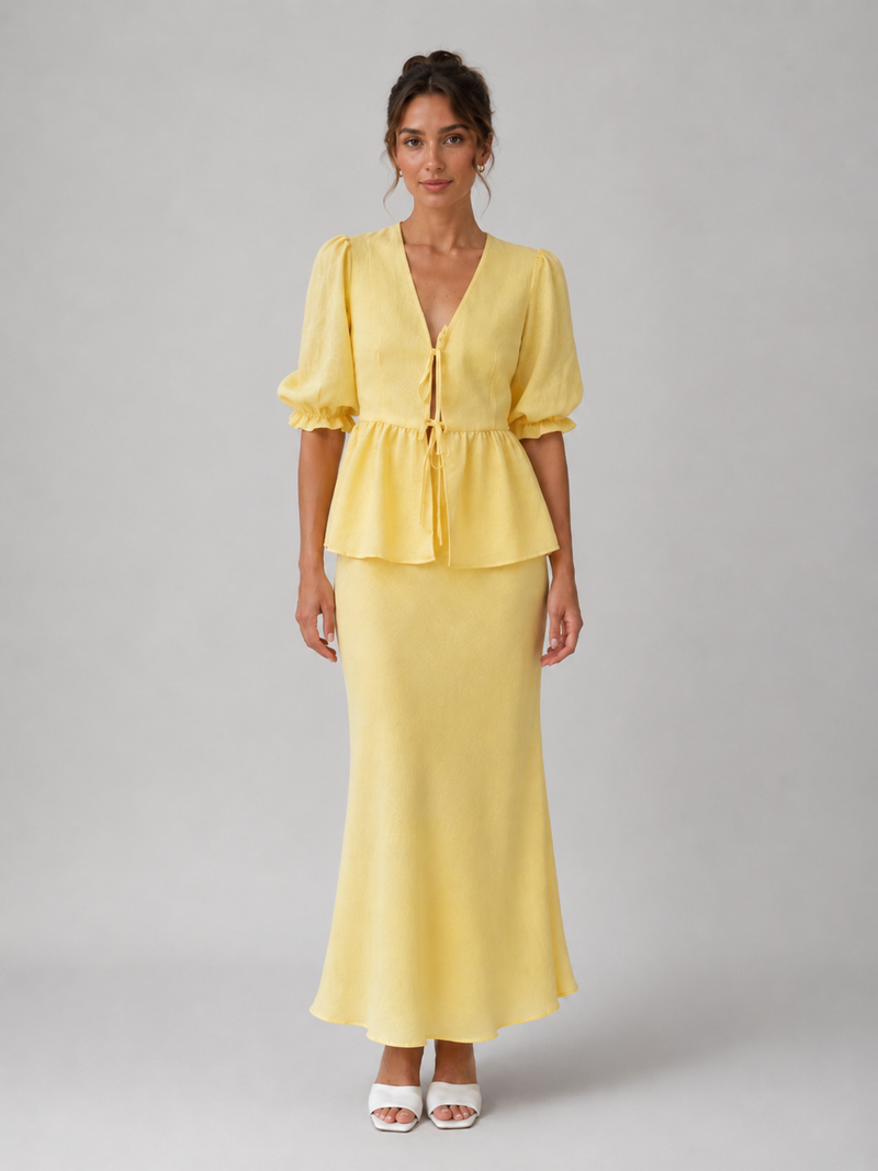 Women’s Cotton Two Piece Skirt Set - Elegant Summer Style