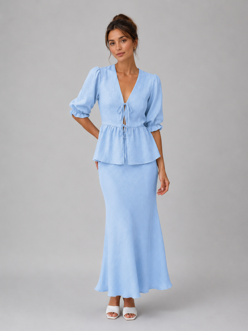 Women’s Cotton Two Piece Skirt Set - Elegant Summer Style
