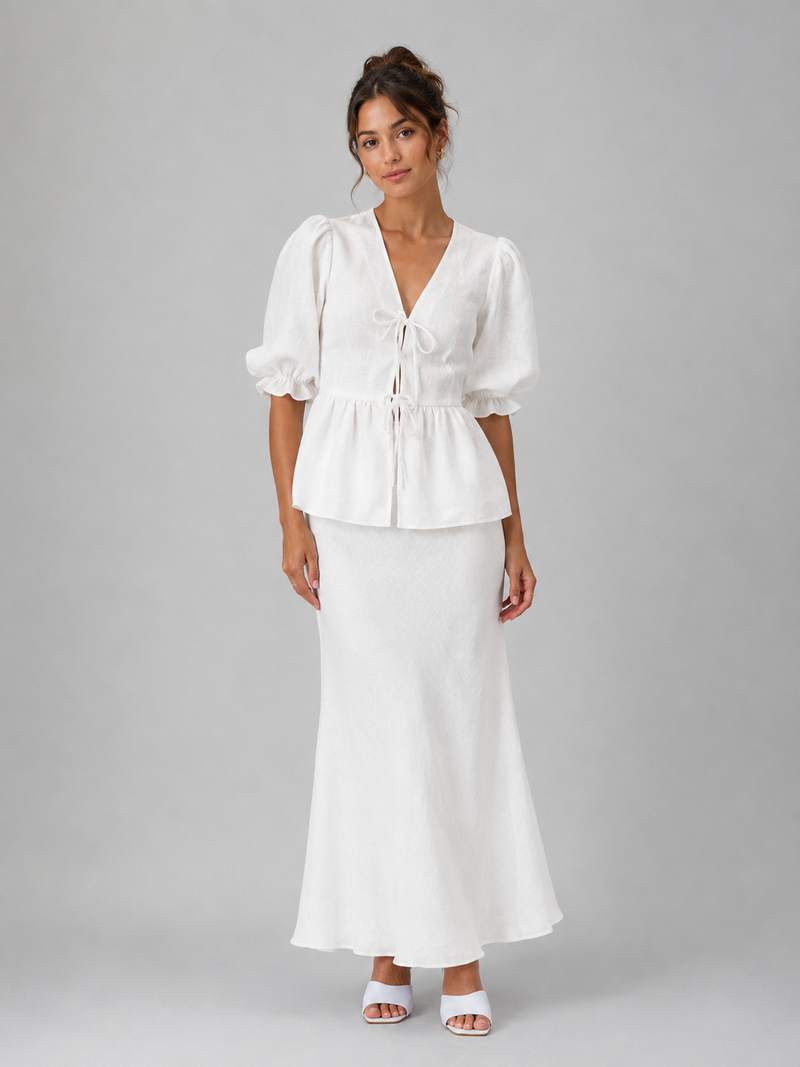 Women’s Cotton Two Piece Skirt Set - Elegant Summer Style
