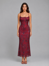 Women's Floral Corset Maxi Dress – Lace-Up Back Gown