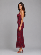 Women's Floral Corset Maxi Dress – Lace-Up Back Gown