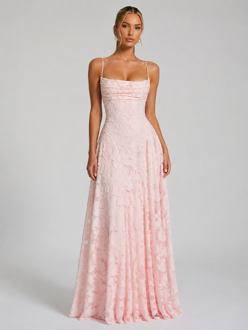 Women’s Floral Maxi Dress - Sculpted Silhouette