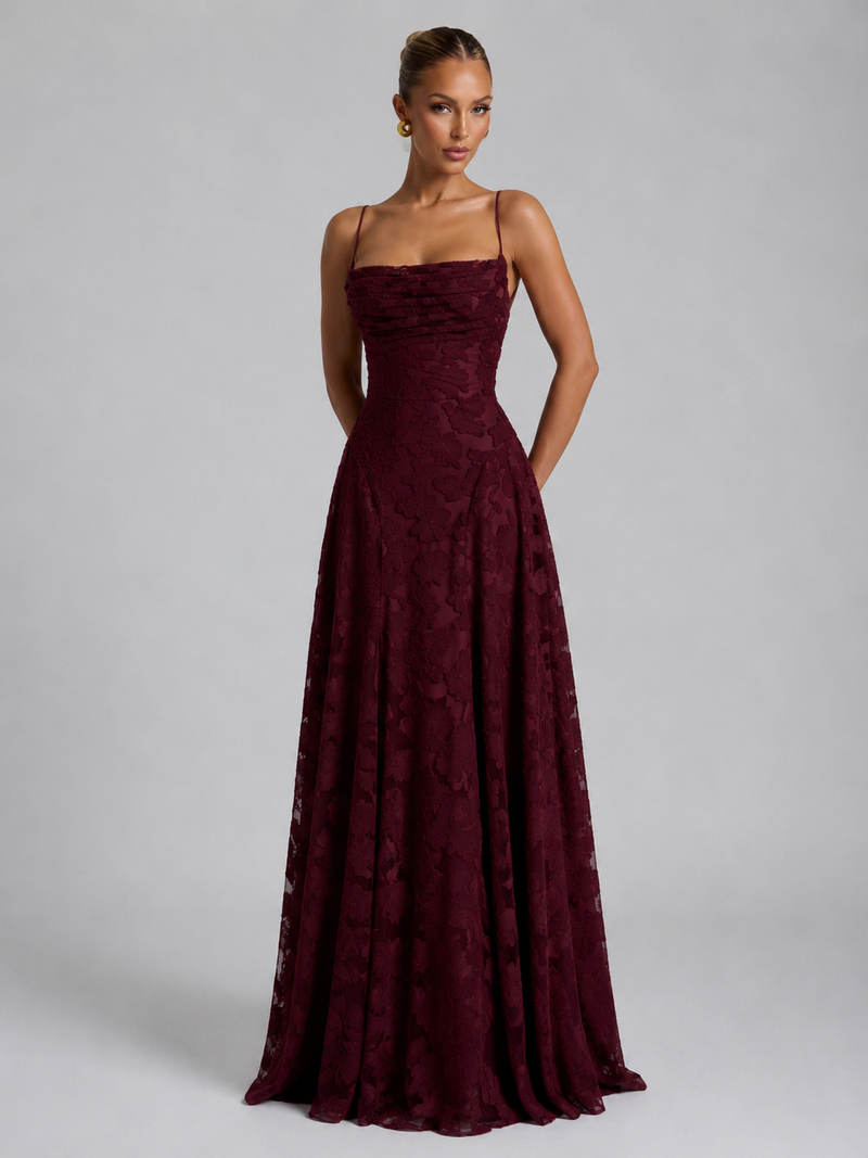 Women’s Floral Maxi Dress - Sculpted Silhouette