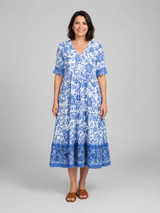 Women's Floral Print Midi Dress – V-Neck Tiered Summer Style