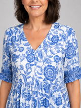 Women's Floral Print Midi Dress – V-Neck Tiered Summer Style