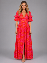 Women’s Floral Puff Sleeve Maxi Dress – Summer Occasion Style