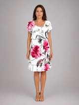 Women's Floral Ruffle Mini Dress – Layered Short Sleeve Style