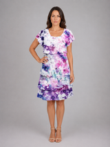 Women's Floral Ruffle Mini Dress – Layered Short Sleeve Style