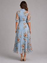Women’s Floral Wrap Maxi Dress – Waist Tie Fit